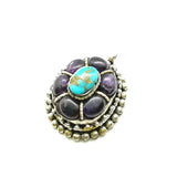 Tibetan Natural Amethyst Crystal Egg Flower Pendant