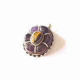Tibetan Natural Amethyst Crystal Egg Flower Pendant