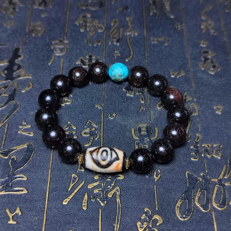 Tibetan Phoenix Eye Totem Incense for Old Black/White Agate Dzi Bead Bracelet