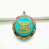 Tibetan Prayer Box Amulet Lucky Eight Symbols Copper Inlaid Mantras
