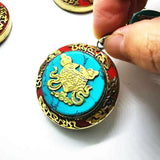 Tibetan Prayer Box Amulet Lucky Eight Symbols Copper Inlaid Mantras