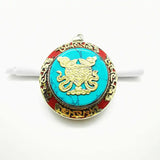 Tibetan Prayer Box Amulet Lucky Eight Symbols Copper Inlaid Mantras