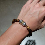 Tiger Eye Tibetan Prayer Wheel Bracelet for Good Luck