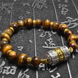 Tiger Eye Tibetan Prayer Wheel Bracelet for Good Luck