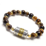 Tiger Eye Tibetan Prayer Wheel Bracelet for Good Luck