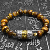 Tiger Eye Tibetan Prayer Wheel Bracelet for Good Luck