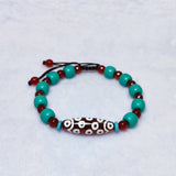 Tibetan Red/White 21 Eyes Totem Chalcedony Agate Dzi Beads Bracelet
