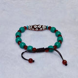 Tibetan Red/White 21 Eyes Totem Chalcedony Agate Dzi Beads Bracelet