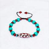 Tibetan Red/White 21 Eyes Totem Chalcedony Agate Dzi Beads Bracelet