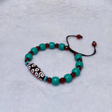 Tibetan Red/White 21 Eyes Totem Chalcedony Agate Dzi Beads Bracelet