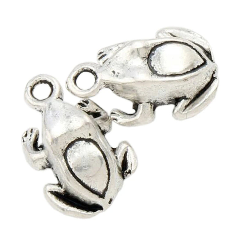 30pcs Tibetan Silver 3D Frog Charms Bead Pendants Jewelry