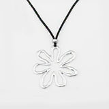 Hollow Flowers Pendant Necklace with Faux Suede Cord