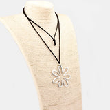 Hollow Flowers Pendant Necklace with Faux Suede Cord