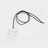 Hollow Flowers Pendant Necklace with Faux Suede Cord