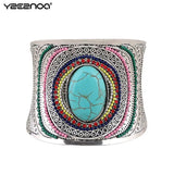 Tibetan Silver Bohemian Big Bangles Oval Cuff Bracelet