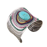Tibetan Silver Bohemian Big Bangles Oval Cuff Bracelet
