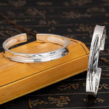 Tibetan Silver Feather Enamel Love Bangle Bracelet Vintage Adjustable Cuff