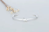 Tibetan Silver Feather Enamel Love Bangle Bracelet Vintage Adjustable Cuff