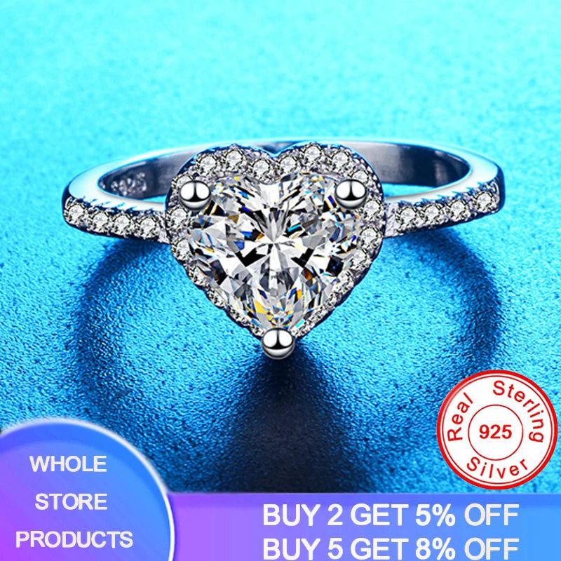 Tibetan Silver Heart Ring Romantic Gift Zircon Jewelry