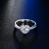 Tibetan Silver Heart Ring Romantic Gift Zircon Jewelry