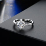 Tibetan Silver Heart Ring Romantic Gift Zircon Jewelry