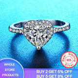 Tibetan Silver Heart Ring Romantic Gift Zircon Jewelry
