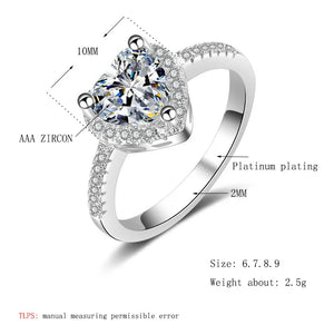 Tibetan Silver Heart Ring Romantic Gift Zircon Jewelry