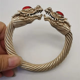 Tibetan Silver Dragon Bracelet Rotating Bangles