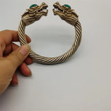 Tibetan Silver Dragon Head Bracelet Rotating Charm