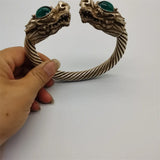 Tibetan Silver Dragon Head Bracelet Rotating Charm