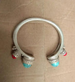 Vintage Tibetan Silver Inlaid Jadeite Open Necklace Bracelet