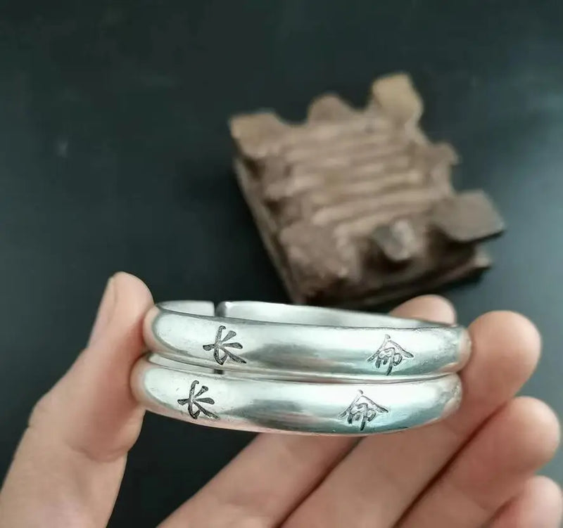 Tibetan Silver Miao Silver Open Bracelet Craft Jewelry