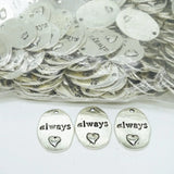 Tibetan Silver Always Heart Charms Pendants for Jewelry Making