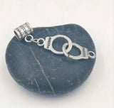 Tibetan Silver Handcuffs Beads Charms Pendant Bracelet Jewelry DIY