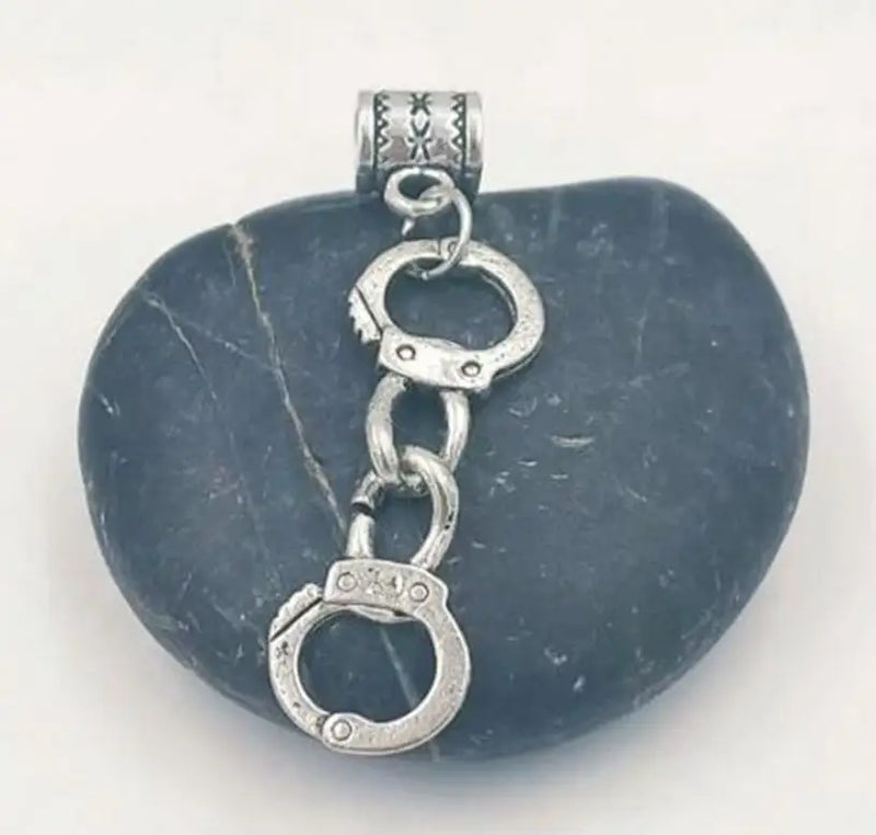 Tibetan Silver Handcuffs Beads Charms Pendant Bracelet Jewelry DIY