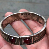 Tibetan Silver Double Dragon Gemstone Bracelet Ethnic Jewelry