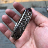Tibetan Silver Double Dragon Gemstone Bracelet Ethnic Jewelry