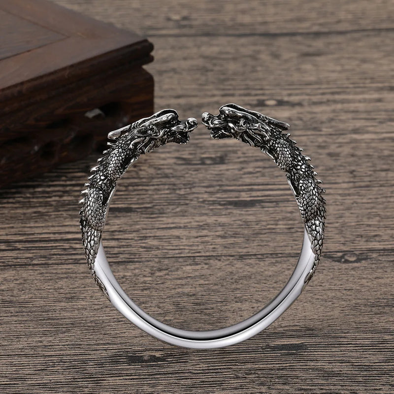 Tibetan Silver Dragon Bangle Bracelets for Women
