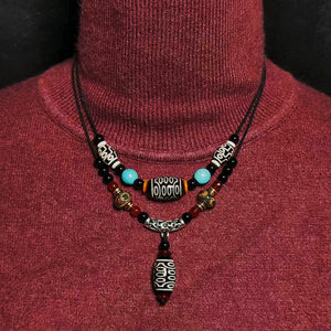 Tibetan Style Eye Totem Agate Dzi Beads Short Necklace