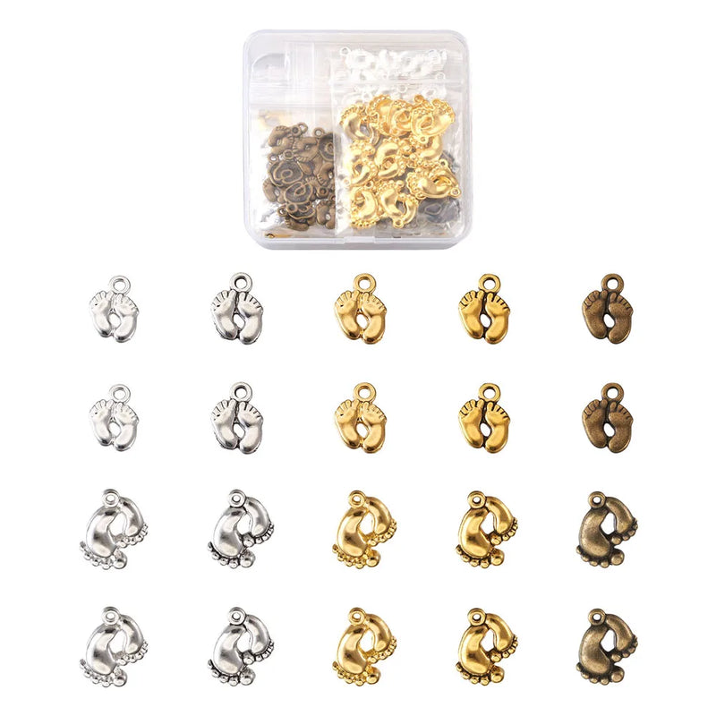 Tibetan Style Alloy Charms, Foot Print, Mixed
