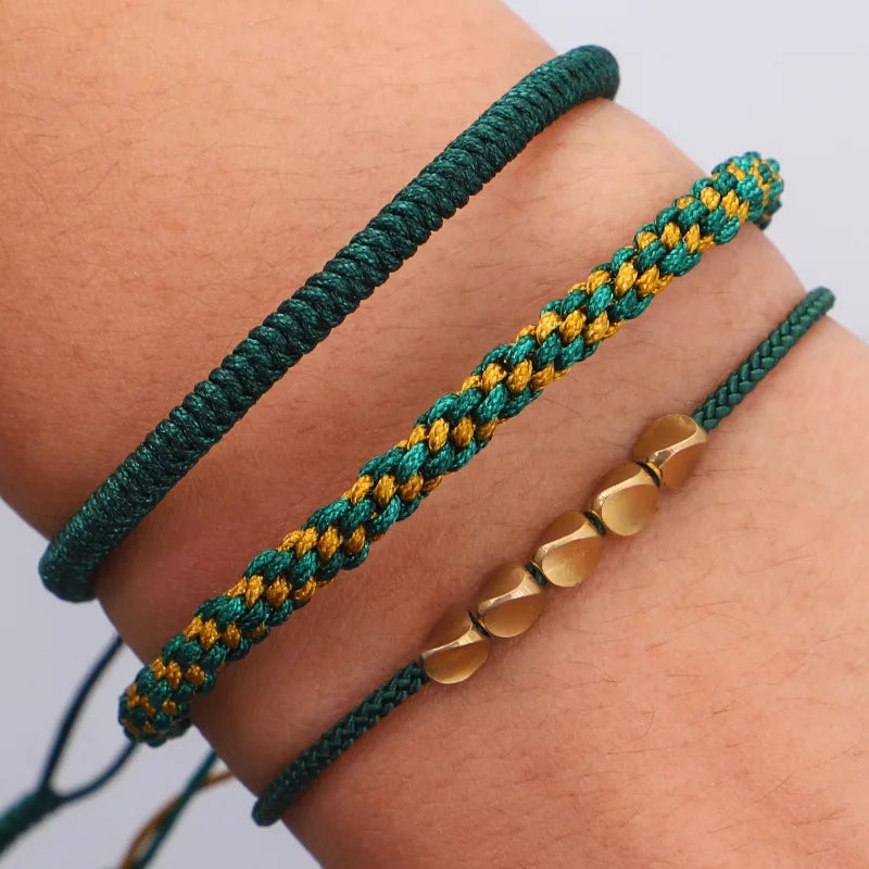Tibetan Style Copper Beaded Bracelets Braided Rope Chain Bohemian Jewelry
