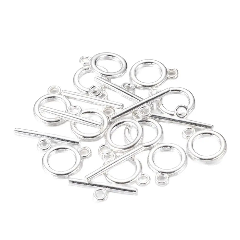 Tibetan Style Toggle Clasps, Lead & Cadmium & Nickel Free, Silver, 14x11x2mm