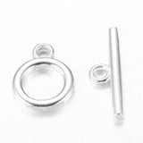 Tibetan Style Toggle Clasps, Lead & Cadmium & Nickel Free, Silver, 14x11x2mm