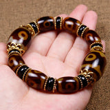 Tibetan 3-9 Eyes Dzi Beads Agate Chalcedony Bracelet