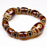 Tibetan 3-9 Eyes Dzi Beads Agate Chalcedony Bracelet
