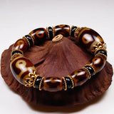 Tibetan 3-9 Eyes Dzi Beads Agate Chalcedony Bracelet