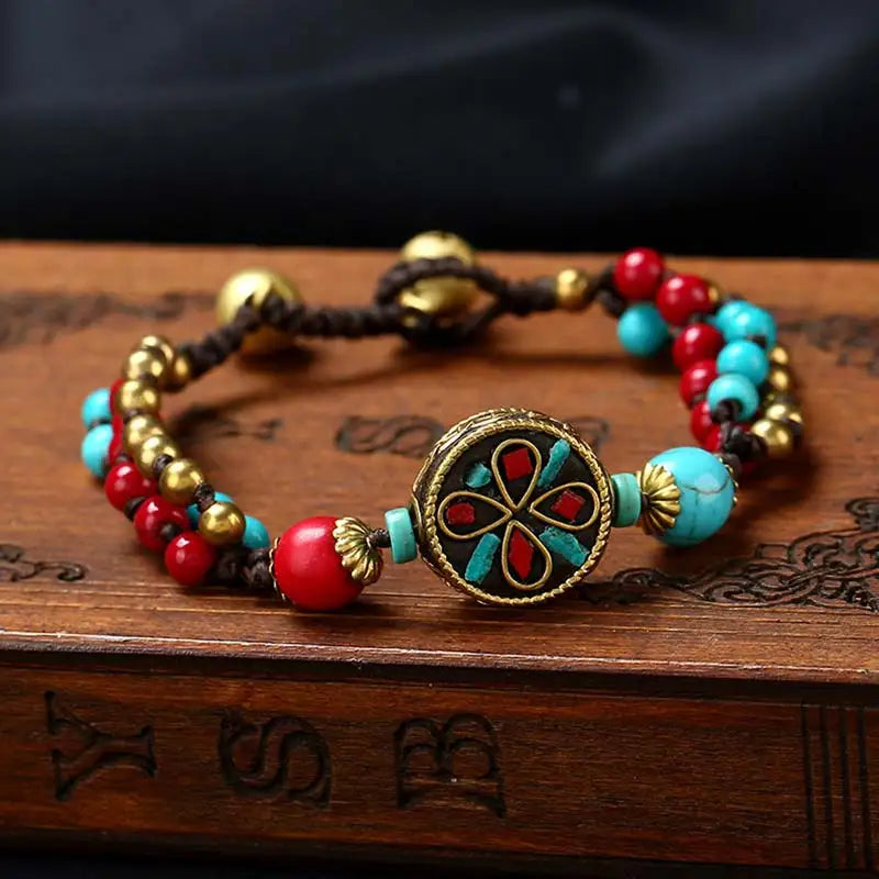 Tibetan Turquoise Red Agate Balance Bracelet