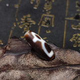 Tibetan White/Brown God of Wealth Totem Ancient Weathered Agate DZI Beads