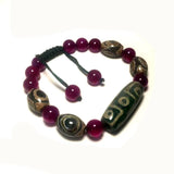 Tibetan Agate DZI Green Khaki 9 Eyes Lucky Bracelet