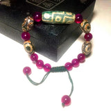 Tibetan Agate DZI Green Khaki 9 Eyes Lucky Bracelet